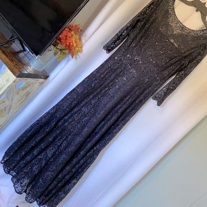 TAHARI NAVY BLUE LACE DRESS